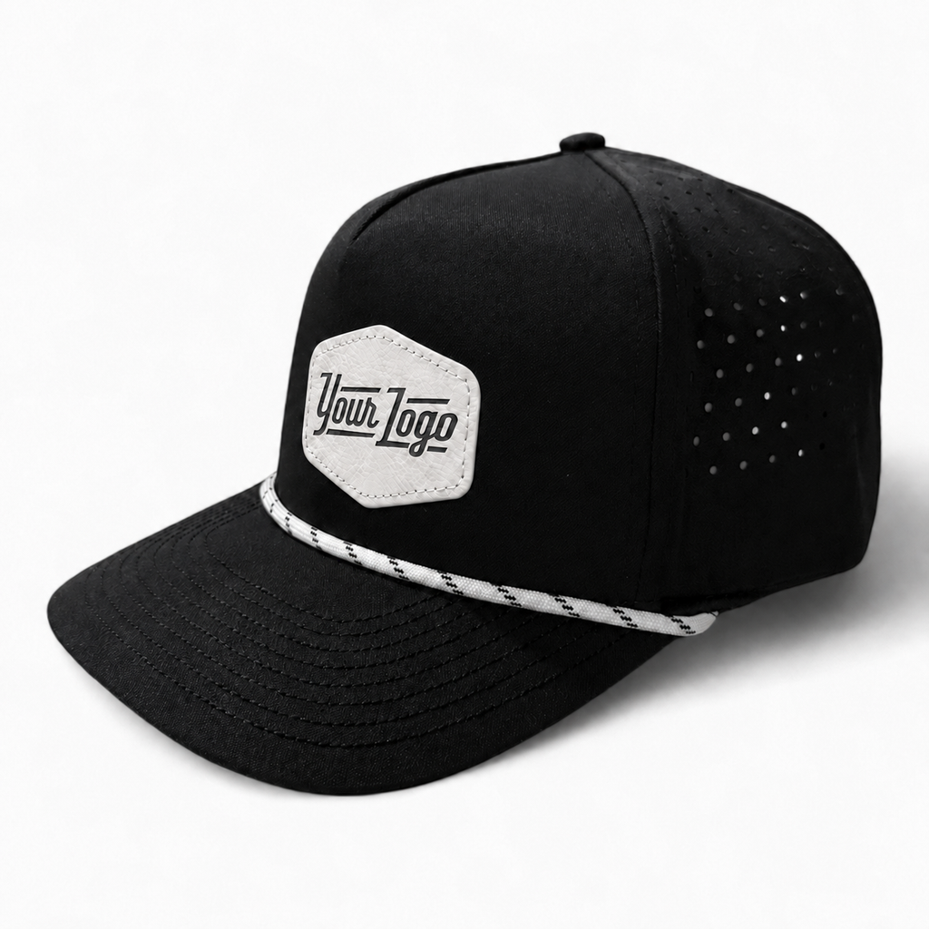 Black with White Rope Hydro Series - Performance 5-Panel Hat
