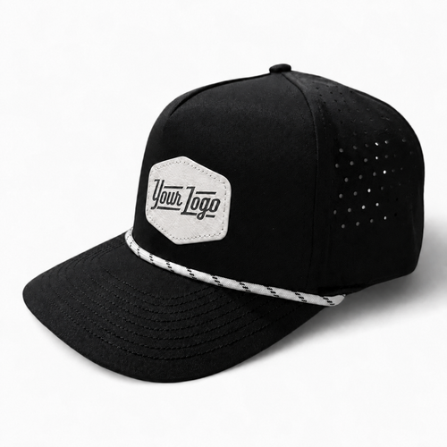 Black with White Rope Hydro Series - Performance 5-Panel Hat