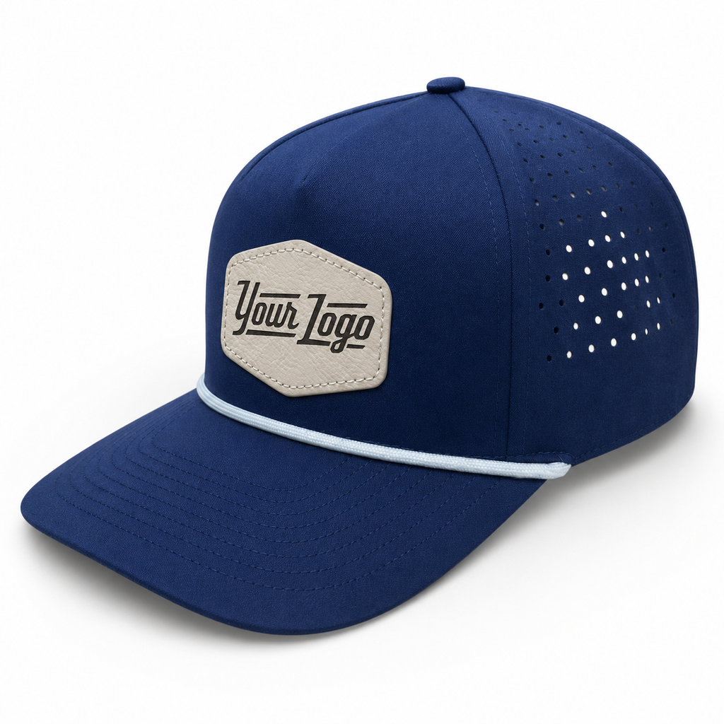 Hydro Series - Navy with White Rope - Performance 5-Panel Hat - CUSTOM