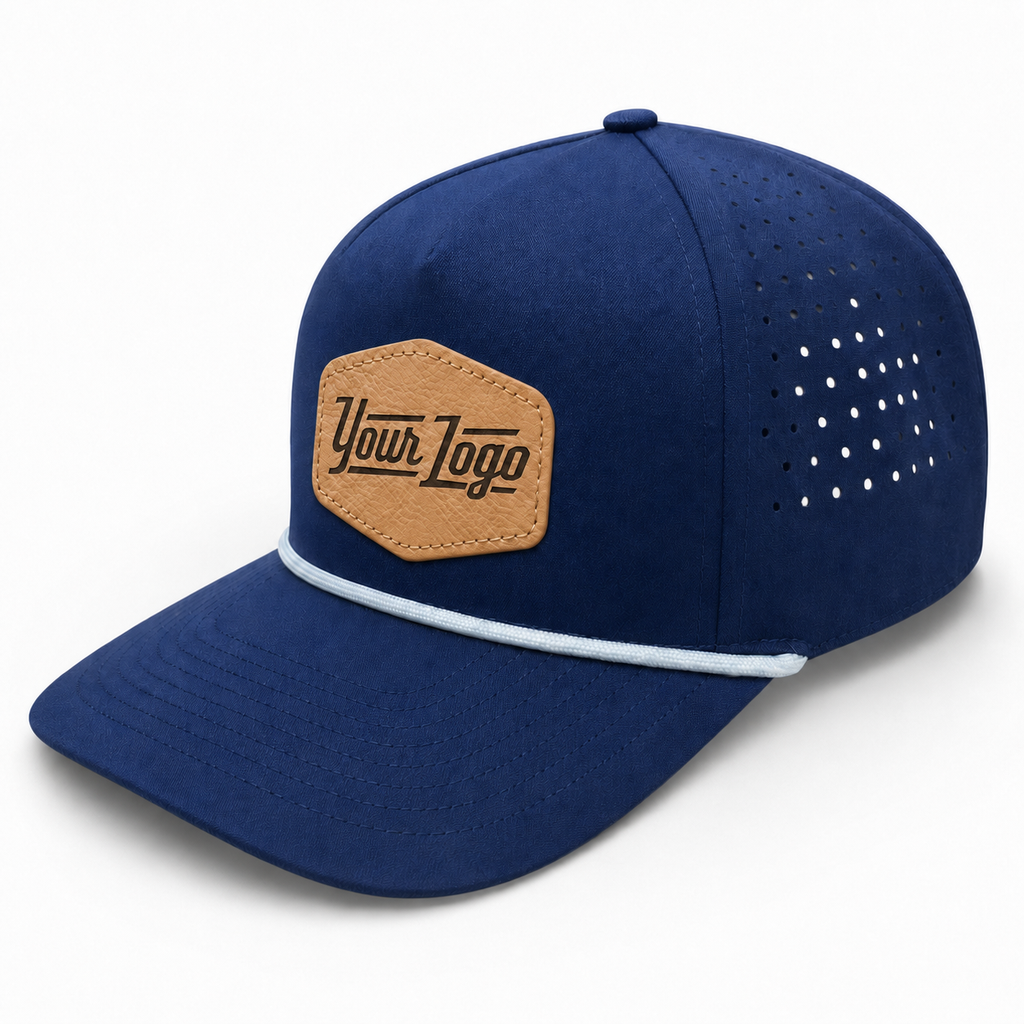 Hydro Series - Navy with White Rope - Performance 5-Panel Hat - CUSTOM